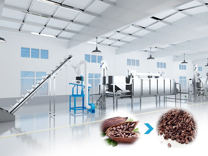 Cocoa bean nibs processing machine
